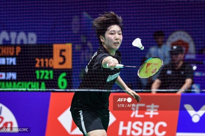 Tunggal putri Jepang, Akane Yamaguchi saat berlaga pada babak kedua China Open 2024 di Changzhou Olympic Sports Centre Gymnasium, Changzhou, China, pada Kamis (19/9/2024).