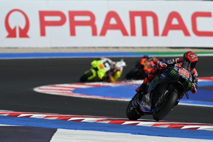 Pembalap Monster Energy Yamaha, Fabio Quartararo pada sesi Practice MotoGP Emilia Romagna 2024 di Sirkuit Misano, Italia, Jumat (20/9/2024).