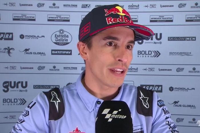 Pembalap Gresini, Marc Marquez saat interviu jelang MotoGP Jepang 2024 di Sirkuit Motegi, Jepang, Kamis (3/10/2024).