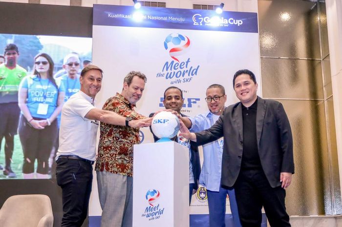 Ketua Umum PSSI, Erick Thohir, menghadiri acara Meet the World With SKF Cari Tim Berbakat ke Gothia Cup 2025