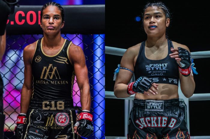 Laga perebutan sabuk juara kelas jerami kickboxing perempuan ONE Championship antara Anissa Meksen (kiri) dan Jackie Buntan akan dihadirkan di ONE 169 pada 9 November 2024 di Bangkok.