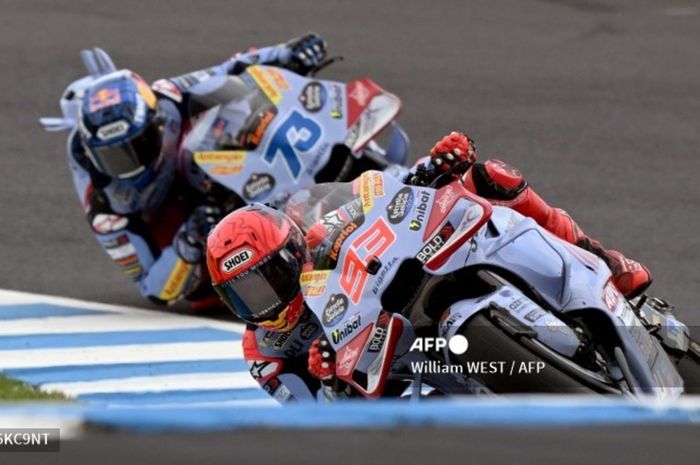 Dua pembalap Gresini, Marc Marquez dan Alex Marquez pada sesi Practice MotoGP Australia 2024 di Sirkuit Phillip Island, Australia, Jumat (18/10/2024).