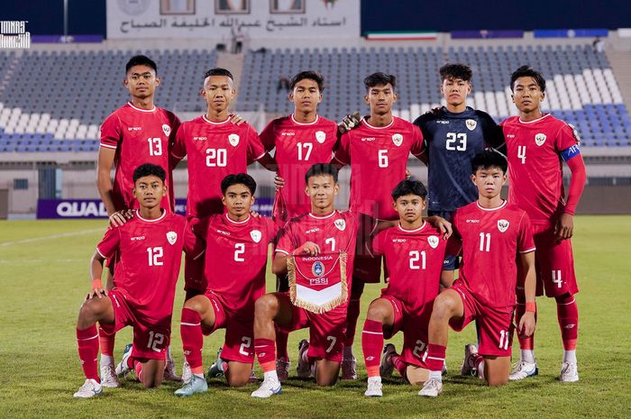 Timnas U-17 Indonesia Vs Kepulauan Mariana Utara dalam laga kedua Grup G Kualifikasi Piala Asia U-17 2025 di Stadion Abdullah Alkhalifa Alsabah, Kuwait, pada Jumat (25/10/2024).