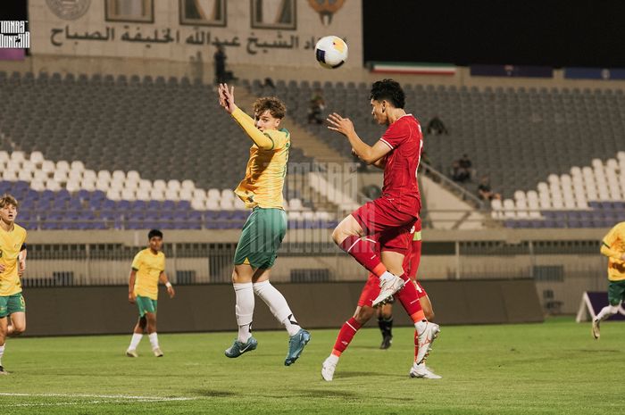 Suasana pertandingan antara timnas U-17 Indonesia melawan timnas U-17 Australia, Minggu (27/10/2024).