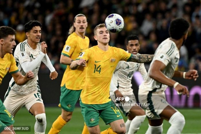 Suasana pertandingan laga kelima Grup C Kualifikasi Piala Dunia 2026 zona Asia antara Timnas Australia melawan Timnas Arab Saudi di Melbourne Rectangular Stadium, Kamis (14/11/2024).