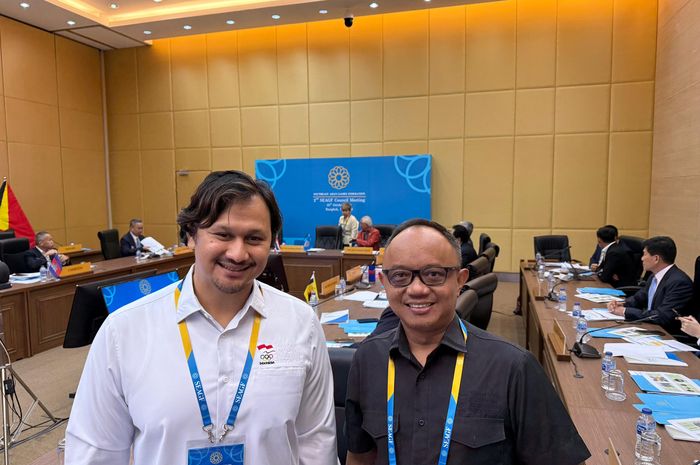 Komite Eksekutif  NOC Indonesia, Antonius Adi dan Akbar Nasution (kiri) menjadi wakil SEAGAF Meeting menjelang SEA Games 2025.