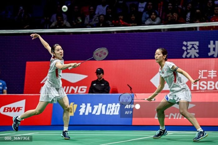 Ganda putri terbaik Jepang, Nami Matsuyama/Chiharu Shida (kiri), pada semifinal China Masters 2024 di Shenzhen Arena, Shenzhen, Guangdong, China, Sabtu (23/11/2024)