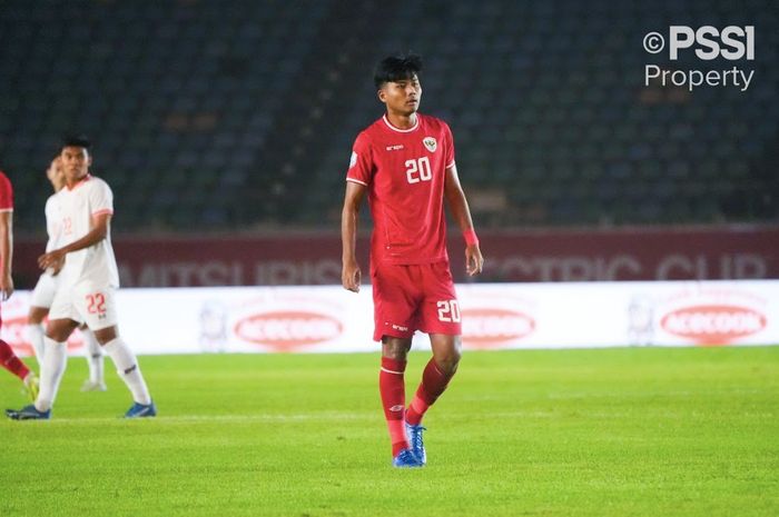 Penyerang timnas Indonesia, Arkhan Kaka, saat melawan Myanmar di ASEAN Cup 2024