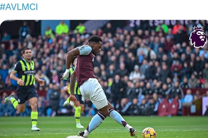 Aksi penyerang Aston Villa, Jhon Duran, pada laga Liga Inggris pekan ke-17 melawan Manchester City di Villa Park, Sabtu (21/12/2024)