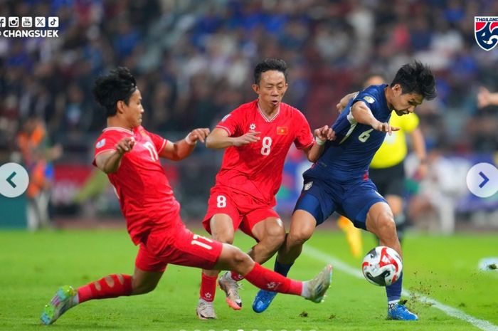 Suasana pertandingan antara Thailand Vs Vietnam dalam laga leg kedua final ASEAN Cup 2024 di Stadion Rajamangala, Bangkok, Minggu (5/1/2025).