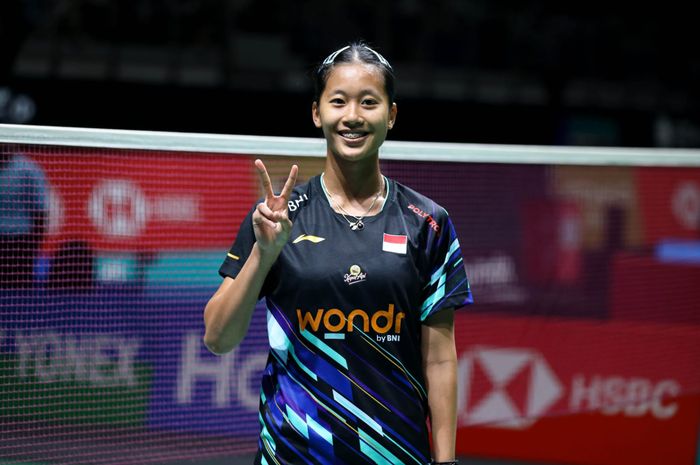 Tunggal putri Indonesia, Putri Kusuma Wardani, setelah memenangkan laga babak 16 besar Malaysia Open 2025, Kamis, 9 Januari 2025