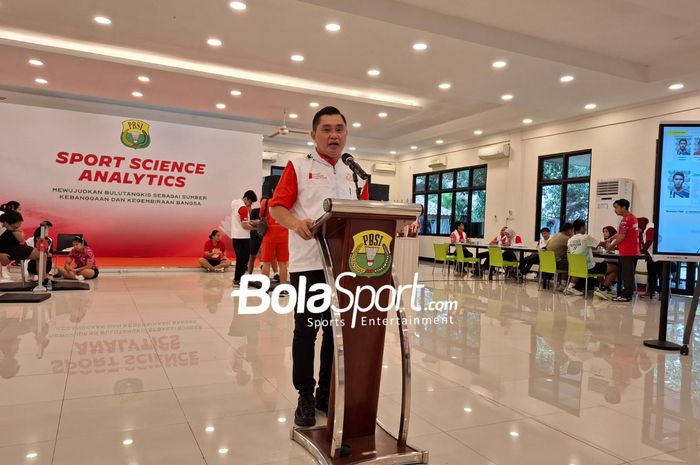 Ketua Umum PP PBSI M Fadil Imran dalam acara peluncuran platform PBSI Sport Science Analytics di pelatnas Cipayung, Jakarta, Senin (13/1/2025).