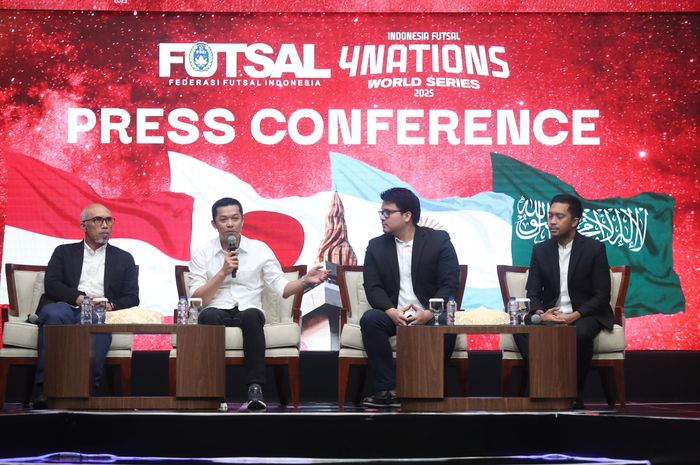 Sesi jumpa pres pertandingan persahabatan timnas futsal Indonesia melawan Argentina, Jepang, dan Arab Saudi