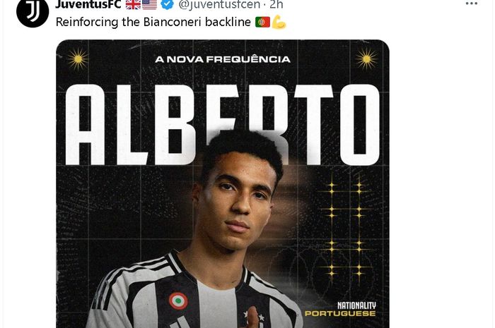 Juventus mengumumkan perekrutan Alberto Costa di akun media sosialnya pada Rabu (15/1/2025).