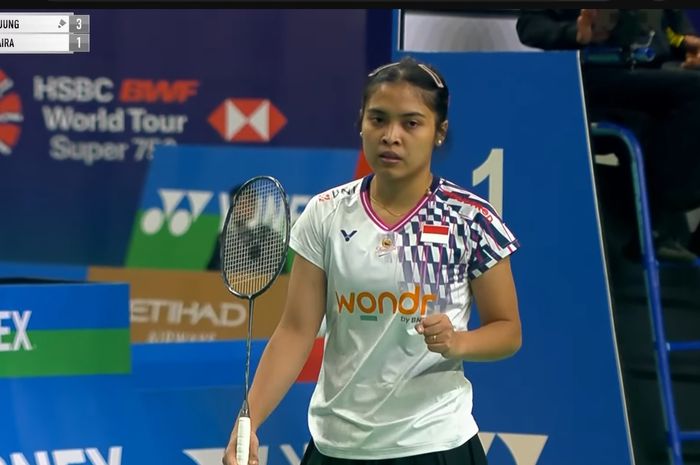 Aksi tunggal putri Indonesia, Gregoria Mariska Tunjung pada babak kedua India Open 2025 di Indira Gandhi Sports Complex, New Delhi, India, Kamis (16/1/2025).