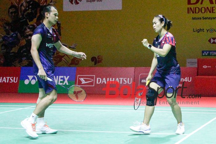 Ganda campuran Indonesia, Rinov Rivaldy/Lisa Ayu Kusumawati, saat tampil pada babak perempat final Indonesia Masters 2025, Jumat, 24 Januari 2025