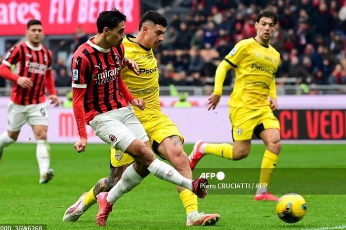 Momen Tijjani Reijnders mencetak gol penyeimbang bagi AC Milan dalam laga kontra Parma di San Siro, Minggu (26/1/2025) malam WIB.