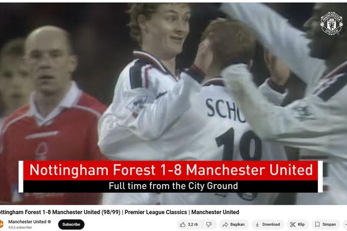 Pada 6 Februari 1999, Ole Gunnar Solksjaer mencetak 4 gol setelah dimasukkan sebagai pemain pengganti saat Man United menang 8-1 atas Nottingham Forest. 