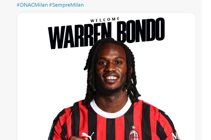 Salah satu rekrutan AC Milan di bursa transfer Januari, Warren Bondo.