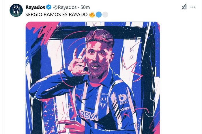 Klub Liga Meksiko, Monterrey, mengumumkan perekrutan Sergio Ramos lewat akunnya di media sosial.