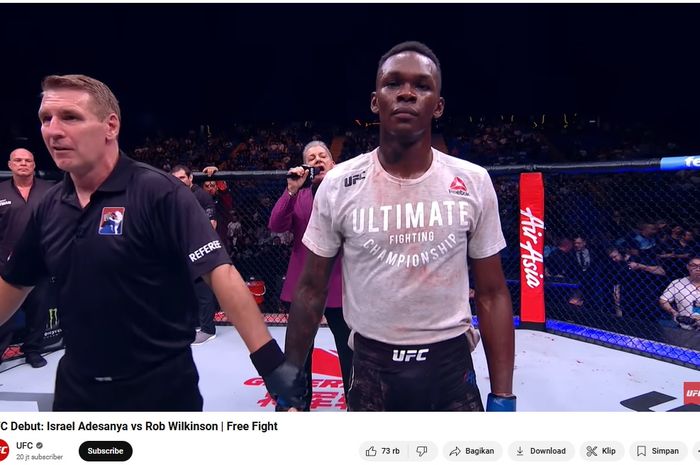 Israel Adesanya meraih kemenangan gemilang dalam laga debutnya di UFC pada 11 Februari 2018.