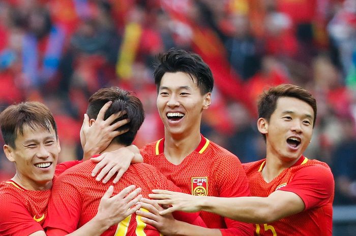 Selebrasi para pemain Timnas U-20 China.