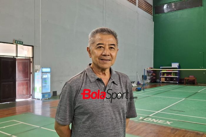Pelatih kepala tunggal putra pelatnas PBSI, Muyo Handoyo, di pelatnas Cipayung, Jakarta, Rabu (18/2/2025).