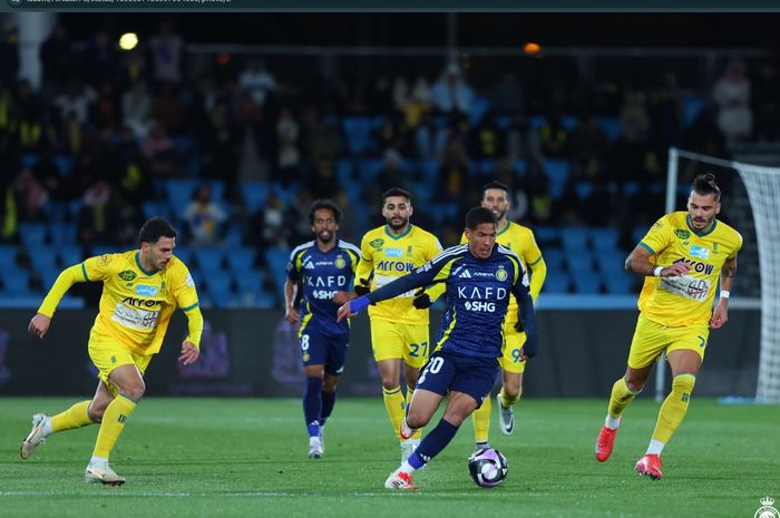 Pertandingan Al Orobah versus Al Nassr pada laga pekan ke-23 Liga Arab Saudi di Stadion Al Jouf University, Jumat (28/2/2025).