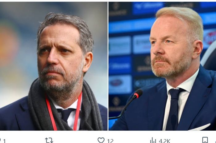 Igli Tare (kanan) dikabarkan lebih dipilih AC Milan untuk menjadi direktur teknik mereka yang baru ketimbang Fabio Paratici.