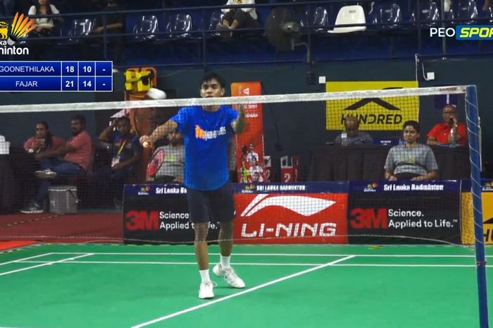 Aksi tunggal putra Indonesia, Jelang Fajar, saat tampil di laga final Sri Lanka International Series 2025 di Colombo, Sri Lanka, 7 Maret 2025.