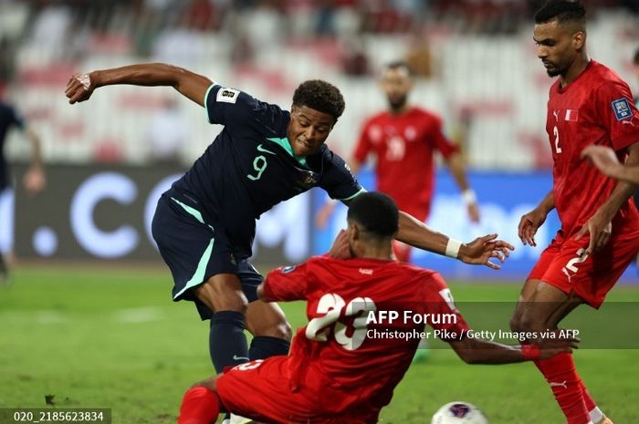 Kusini Yengi dari Australia mencetak gol kedua bagi timnya dalam laga melawan Bahrain di Kualifikasi Piala Dunia 2026.