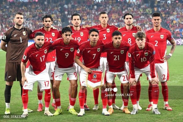 Skuad Timnas Indonesia saat menghadapi tuan rumah Australia, Kamis (20/3/2025).