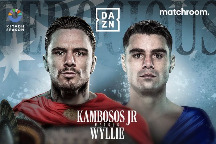Poster pertarungan tinju kelas super ringan George Kambosos Jr. vs Jake Wyllie.