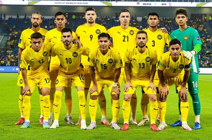 Skuad Timnas Malaysia saat menghadapi Nepal dalam ajang Kualifikasi Piala Asia 2027.