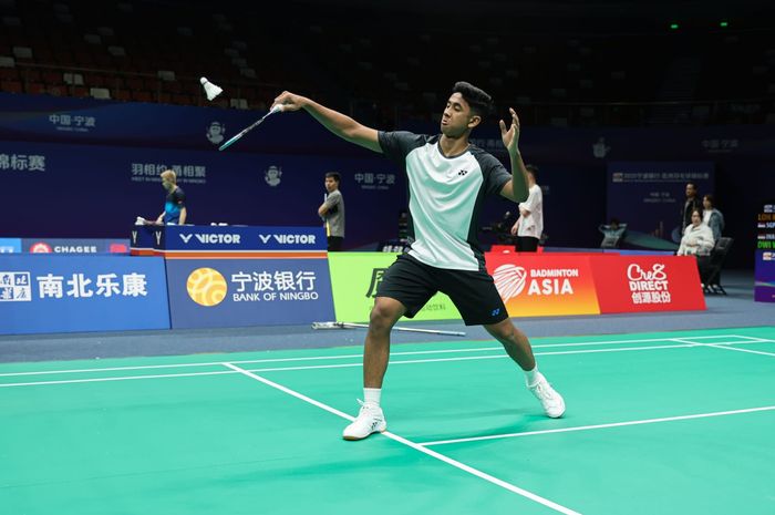 Tunggal putra Indonesia, Alwi Farhan, menjalani latihan jelang Kejuaraan Asia 2025 di Ningbo Olympic Sports Center Gymnasium, Ningbo, China, 7 April 2025.