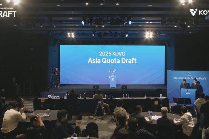 Suasana acara Draft Kuota Asia untuk Liga Voli Korea 2025-2026 yang digelar di Seoul, Korea Selatan, 11 April 2025.