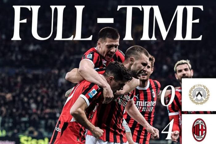 Para pemain AC Milan mengaku nyaman bermain dengan formasi 3-4-3 saat mengalahkan Udinese 4-0 di Liga Italia, Jumat (11/4/2025) di Friuli.