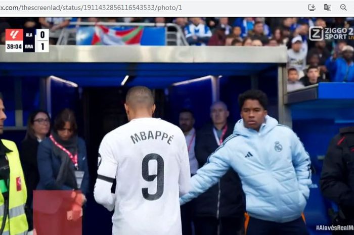 Kylian Mbappe mendapat kartu merah saat Real Madrid berhadapan dengan Alaves dalam lanjutan Liga Spanyol 2024-2025, Minggu (13/4/2025) malam WIB.