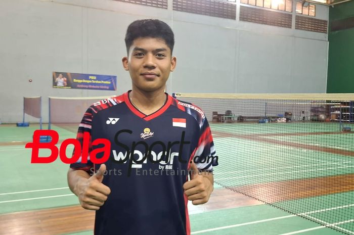 Pebulu tangkis tunggal putra Indonesia, Moh Zaki Ubaidillah, di pelatnas Cipayung, Jakarta, Rabu (16/4/2025).