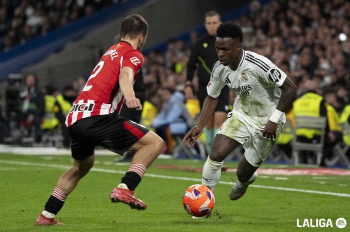 Real Madrid menghadapi Athletic Club pada jornada 32 Liga Spanyol 2024-2025 di Stadion Santiago Bernabeu, Minggu (20/4/2025).