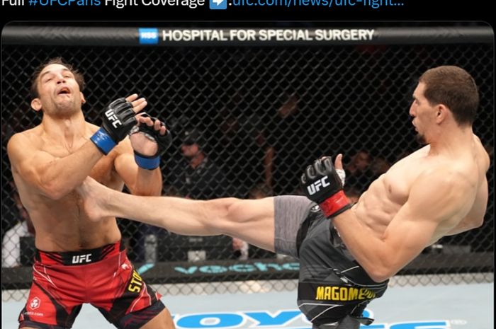 Abus Magomedov (kanan) yang pernah menimba ilmu di sasananya Khabib Nurmagomedov bakal tampil pada UFC Kansas City.