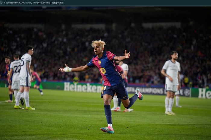 Winger muda milik Barcelona, Lamine Yamal, tampil luar biasa saat menghadapi Inter Milan pada leg pertama semifinal Liga Champions 2024-2025.