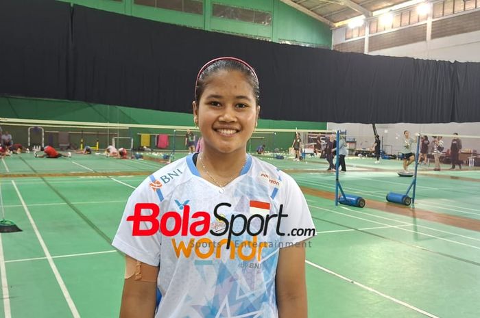 Pebulu tangkis ganda putri Indonesia, Febi Setianingrum, berpose di pelatnas Cipayung, Jakarta.