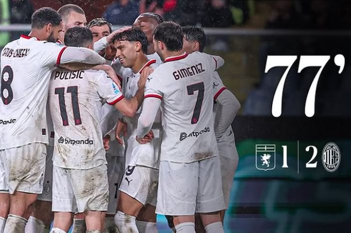 AC Milan mengalahkan Genoa 2-1 setelah tertinggal 0-1 lebih dulu pada pekan ke-35 Liga Italia, Senin (5/5/2025) di Luigi Ferraris.