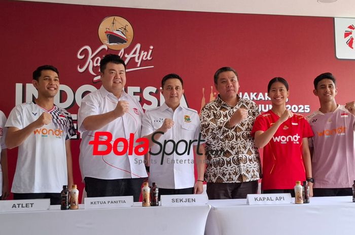 Konferensi pers jelang Indonesia Open 2025 di pelatnas Cipayung, Jakarta, Rabu (7/5/2025).
