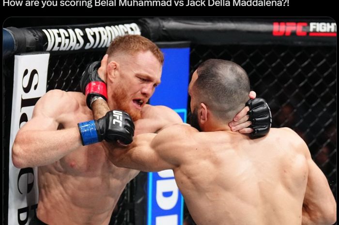 Aksi Belal Muhammad menekan lawannya Jack Della Maddalena pada UFC 315 (11/5/2025) yang berpengaruh pada langkah Islam Makhachev selanjutnya.