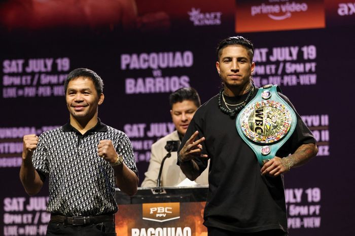 Setelah tidak bertarung selama hampir 4 tahun, Manny Pacquiao (kiri) akan melakukan comeback dengan menghadapi juara kelas welter WBC, Mario Barrios.