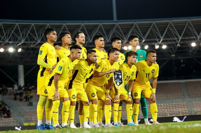 Skuad Timnas Malaysia saat menjalani pertandingan persahabatan melawan Tanjung Verde.