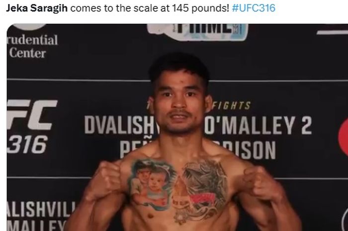 Jeka Saragih mengalami kekalahan KO mirip Manny Pacquiao di ronde pertama UFC 316, Minggu (8/6/2025) WIB di New Jersey.
