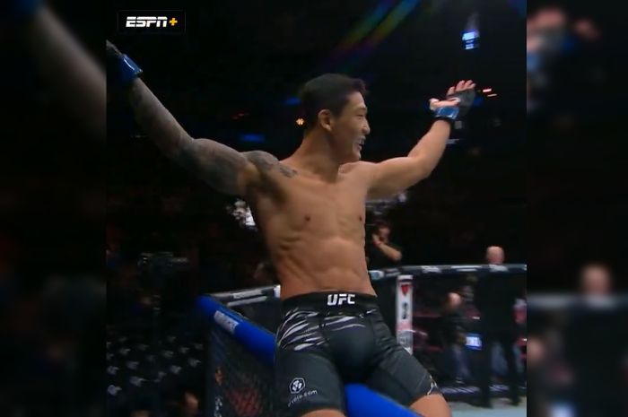 Yoo Joo-sang ogah disandingkan dengan Conor McGregor usai menang menang KO atas Jeka Saragih dalam laga kelas bulu pada UFC 316 di New Jersey, Amerika Serikat, 7 Juni 2025.